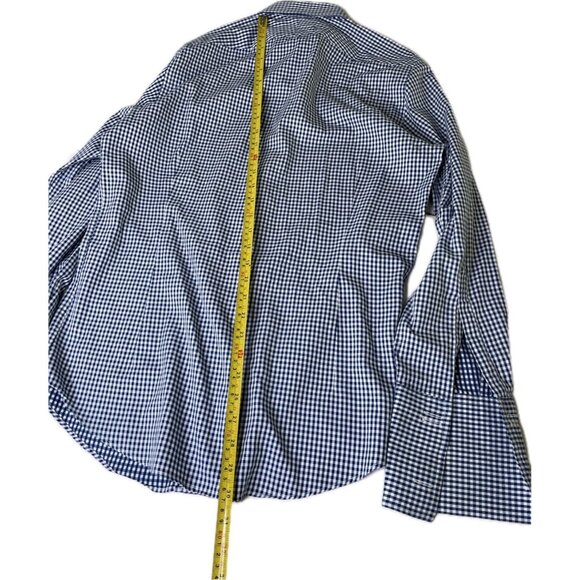 charles tyrwhitt Plaid Button Down Shirt Blue Extra Slim Fit French Cuff 15.5/33 - Picture 7 of 7